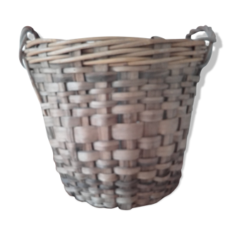 Panier de rangement en osier, rotin & bois