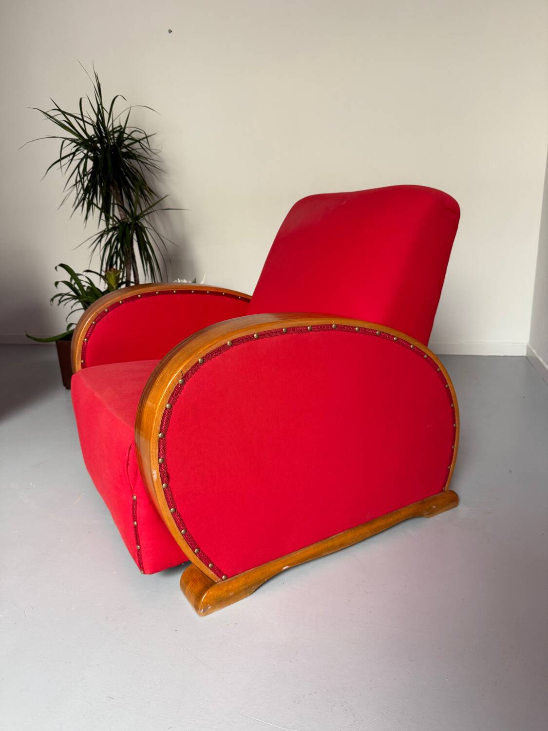 2 anciens fauteuils club art déco années 30 structure bois courbé