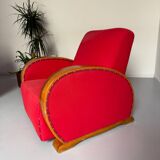 2 anciens fauteuils club art déco années 30 structure bois courbé