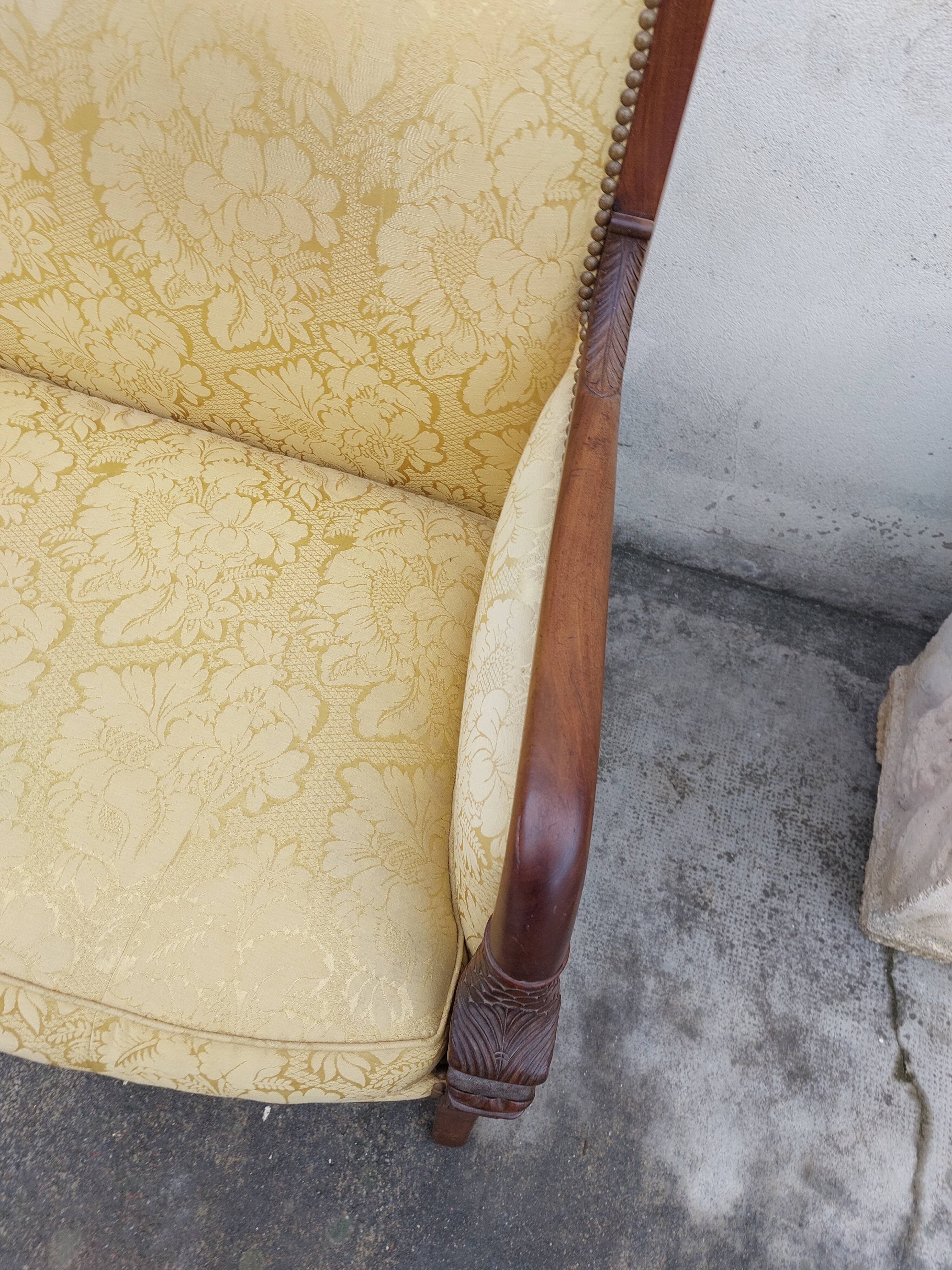 Vintage bench empire mahogany dolphin heads