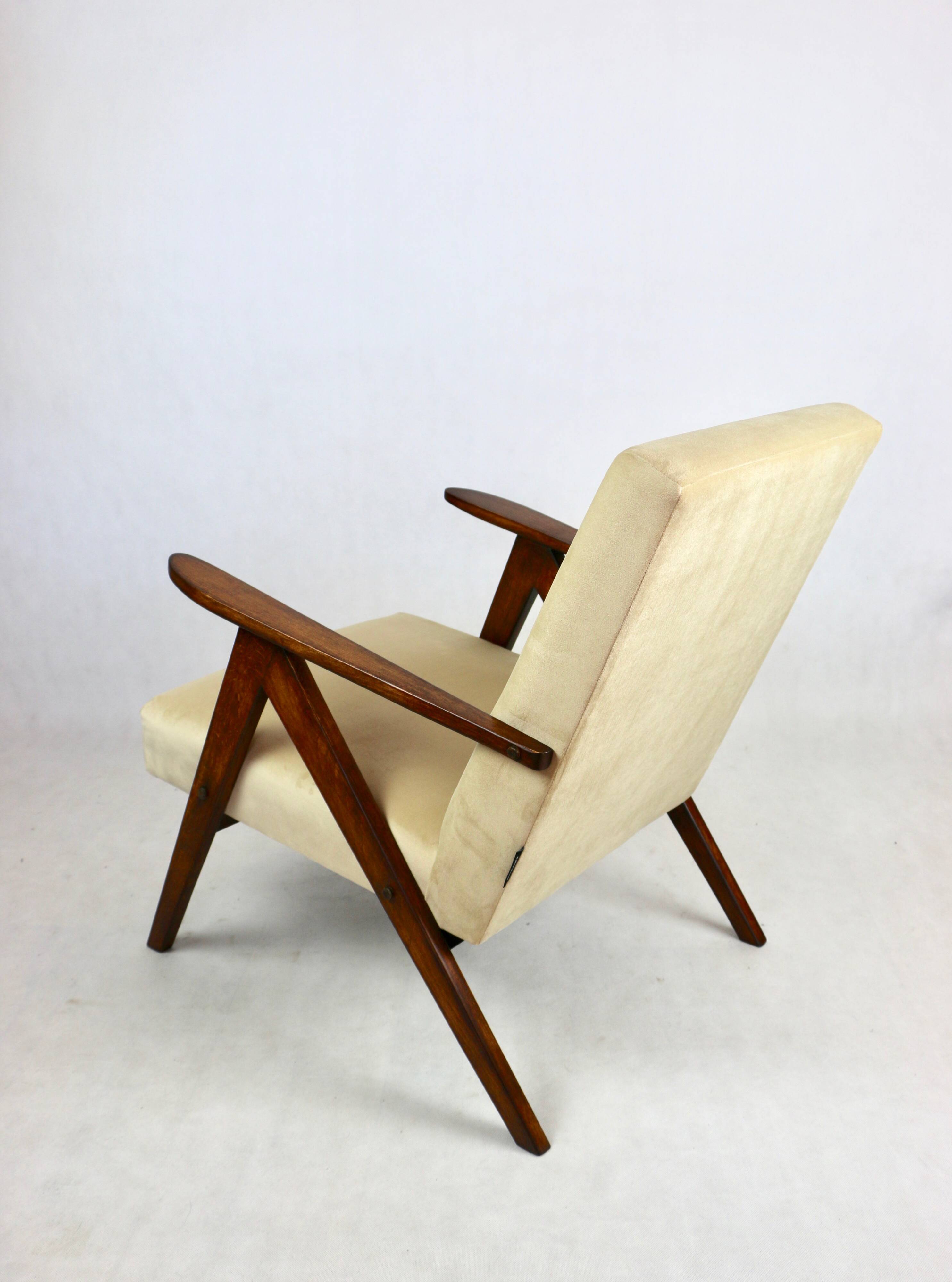 Vintage B-310 VAR armchair in light brown beige velvet - 2 pieces available