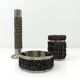 Brutalist metal BMF set – Ashtray, cigarette box and vase