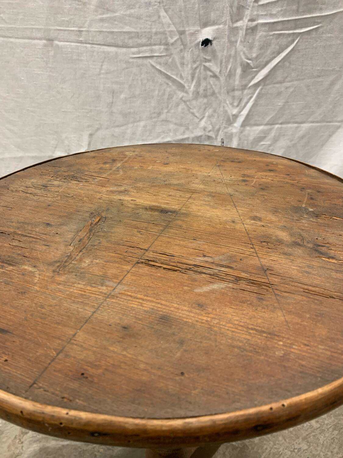 Antique pedestal table, Brutalist, wood, turned