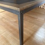 Industrial style dining table in wood and slate