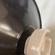 Vintage industrial reflector lampshade in black enamelled sheet metal & socket