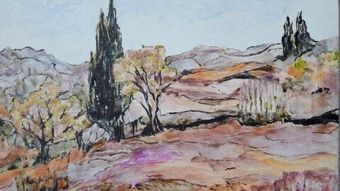 Small contemporary painting Provençal landscape