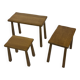 Vintage Set of 3 brutalist oak side or nesting tables 1970s