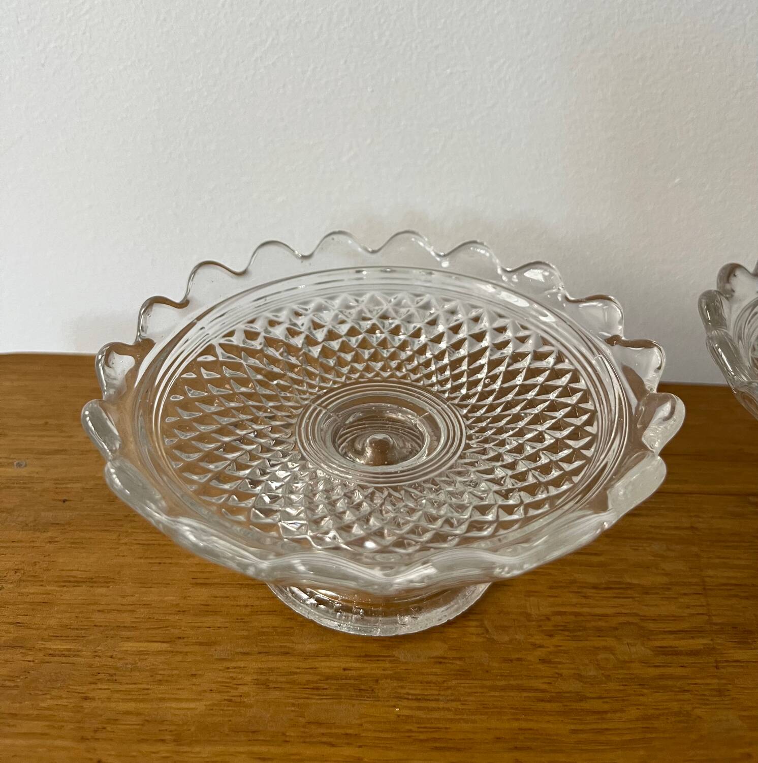 Duo min compotiers XIXeme verre pressé