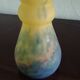 Blue-yellow marbled glass tulip in colochinte - signed