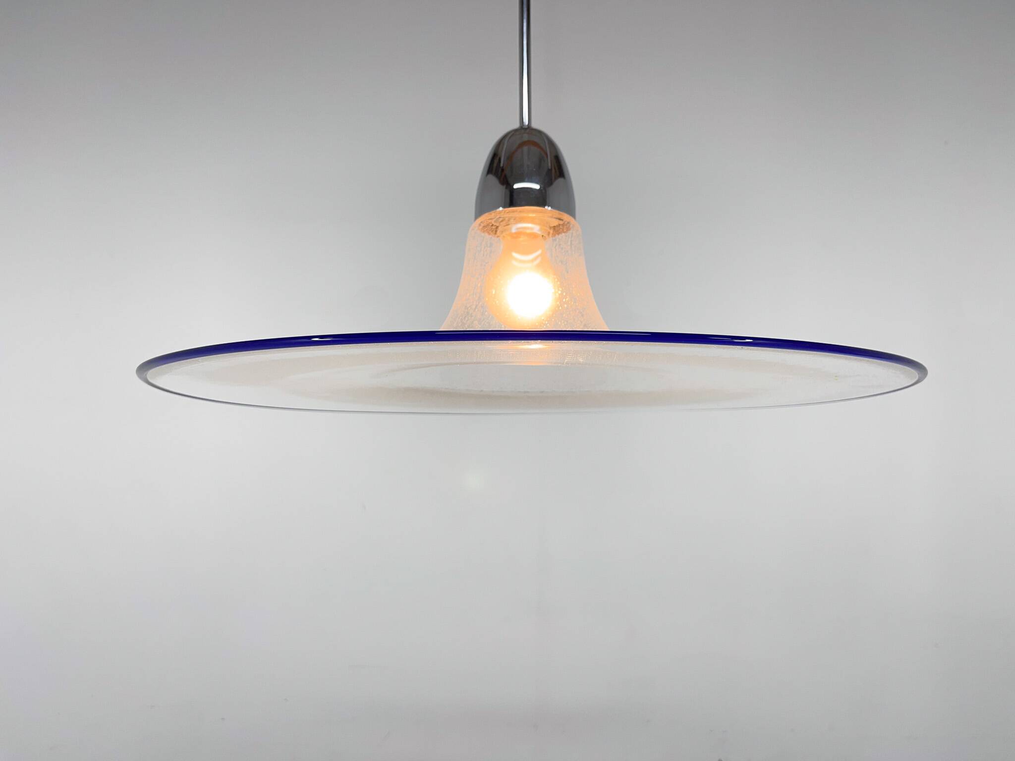 Space Age Italian Bubble Glass & Chrome Pendant Light, 1970's