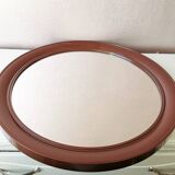Vintage brown round mirror made of plastic, 80s