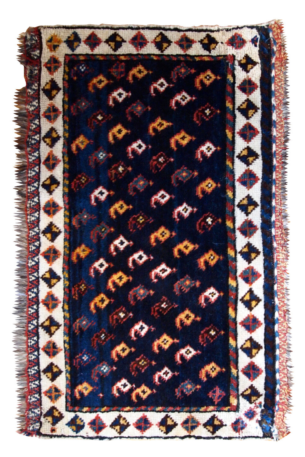 Ancient  carpet Persian Luri 58cm x 91cm 1890 s