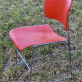 Pair of chairs by David Rowland, US Design, 1976, red metal and chrome