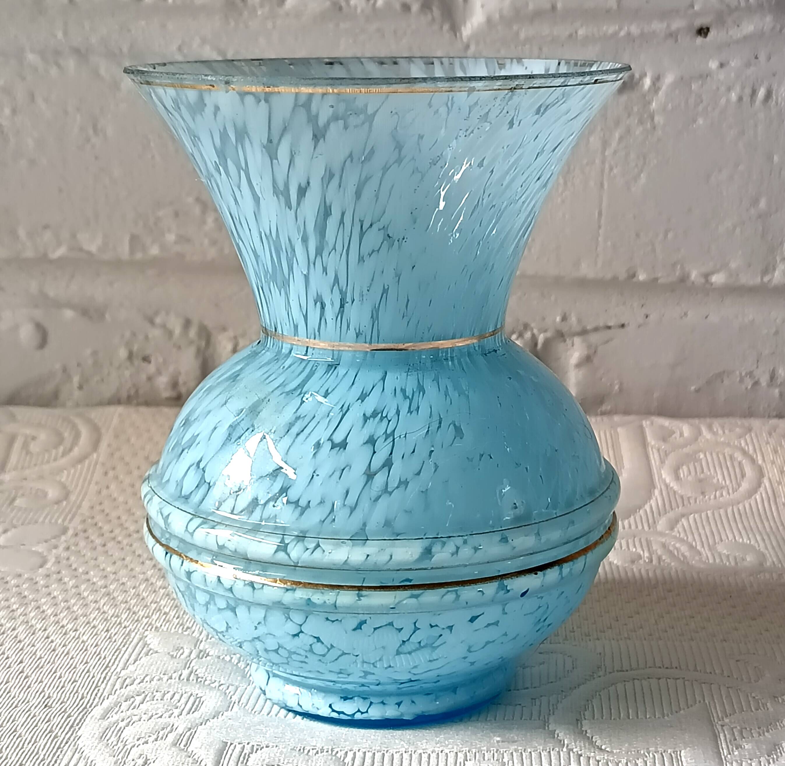 Small vintage light blue Clichy vase