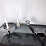 Pair of Peill & Putzler candlesticks, glass and metal, Germany, 1970