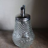 Vintage sugar bowl in chiseled glass Metal pourer