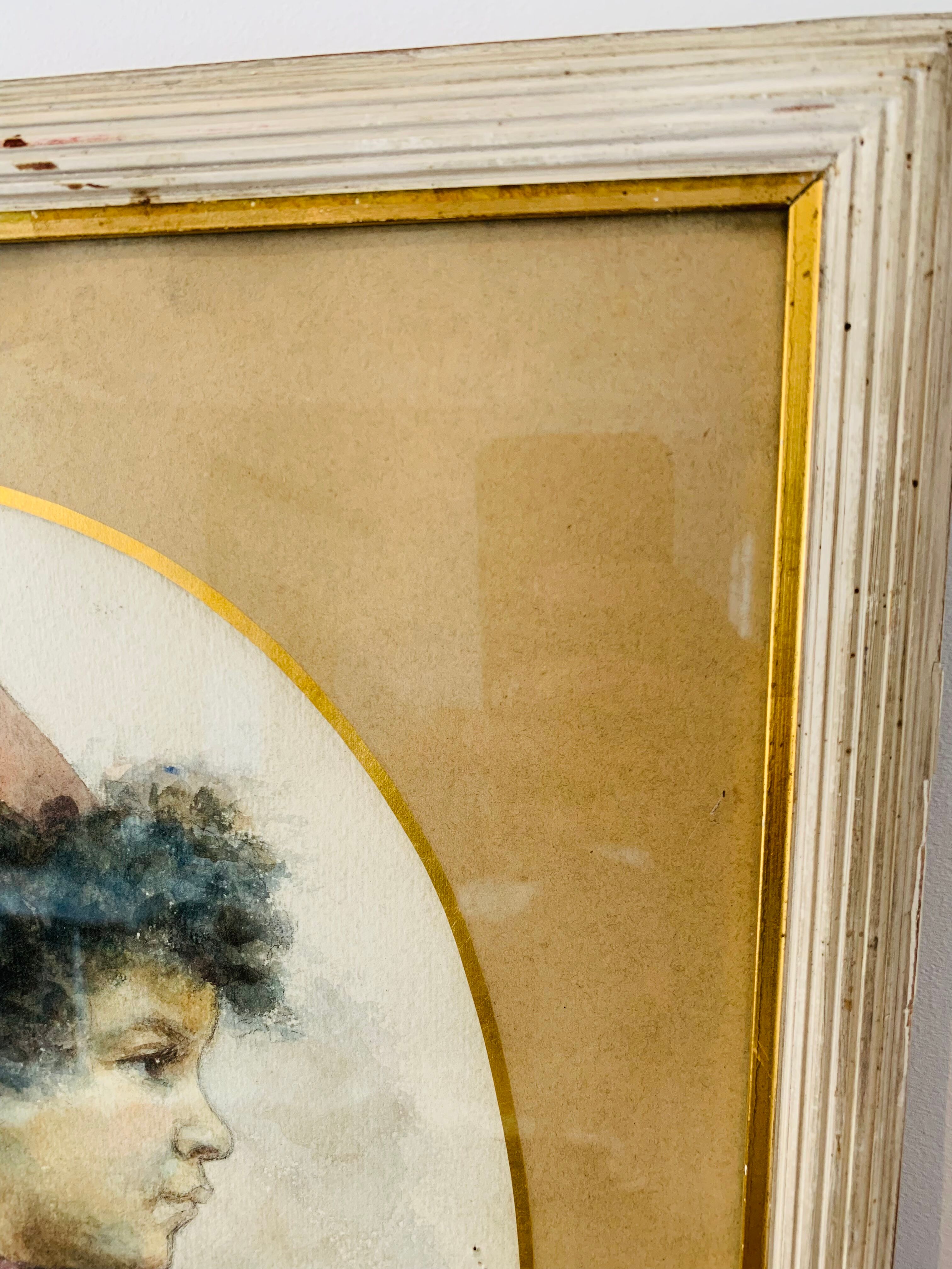 Orientalist painting portrait of a child signed Gatineau