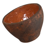 Earthenware bowl, glazed inside, raw outside, monogram EL