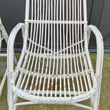 Set of 3 rattan armchairs from the 1970s