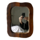 Free-form mirror in solid wood, vintage