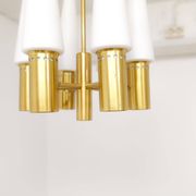 Midcentury brass and opaline ceiling lamp by Hans-Agne Jakobsson, Sweden, 1950s.