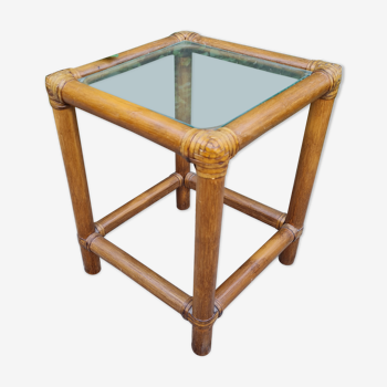 Table d'appoint console ou bout de canapé en bambou vintage