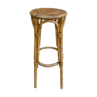 Tabouret haut de ba en rotin assise tressée