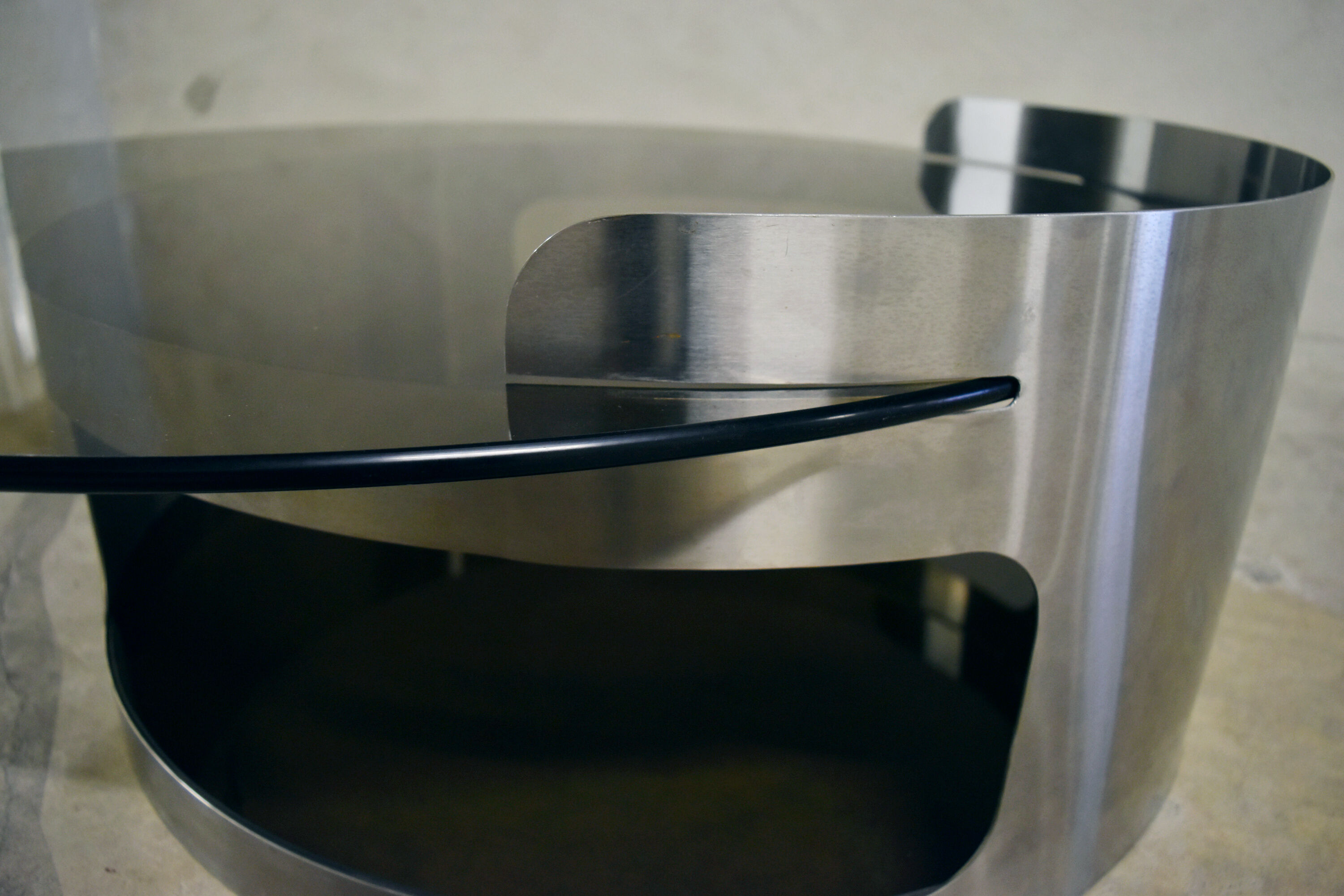 70s brushed steel coffee table
