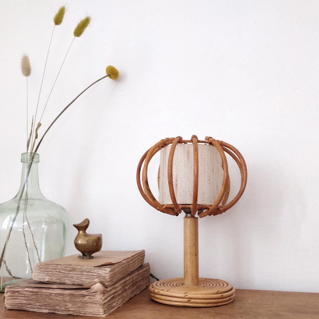 1960s rattan lamp or desk