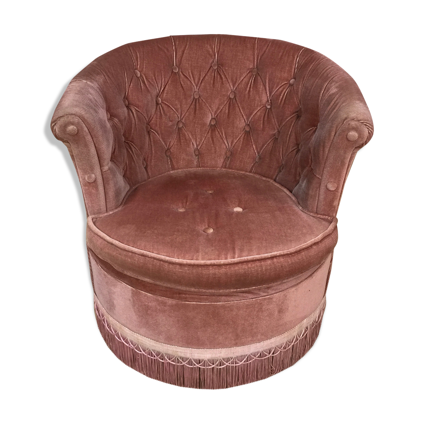 Powdered pink velvet toad chair