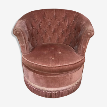 Powdered pink velvet toad chair
