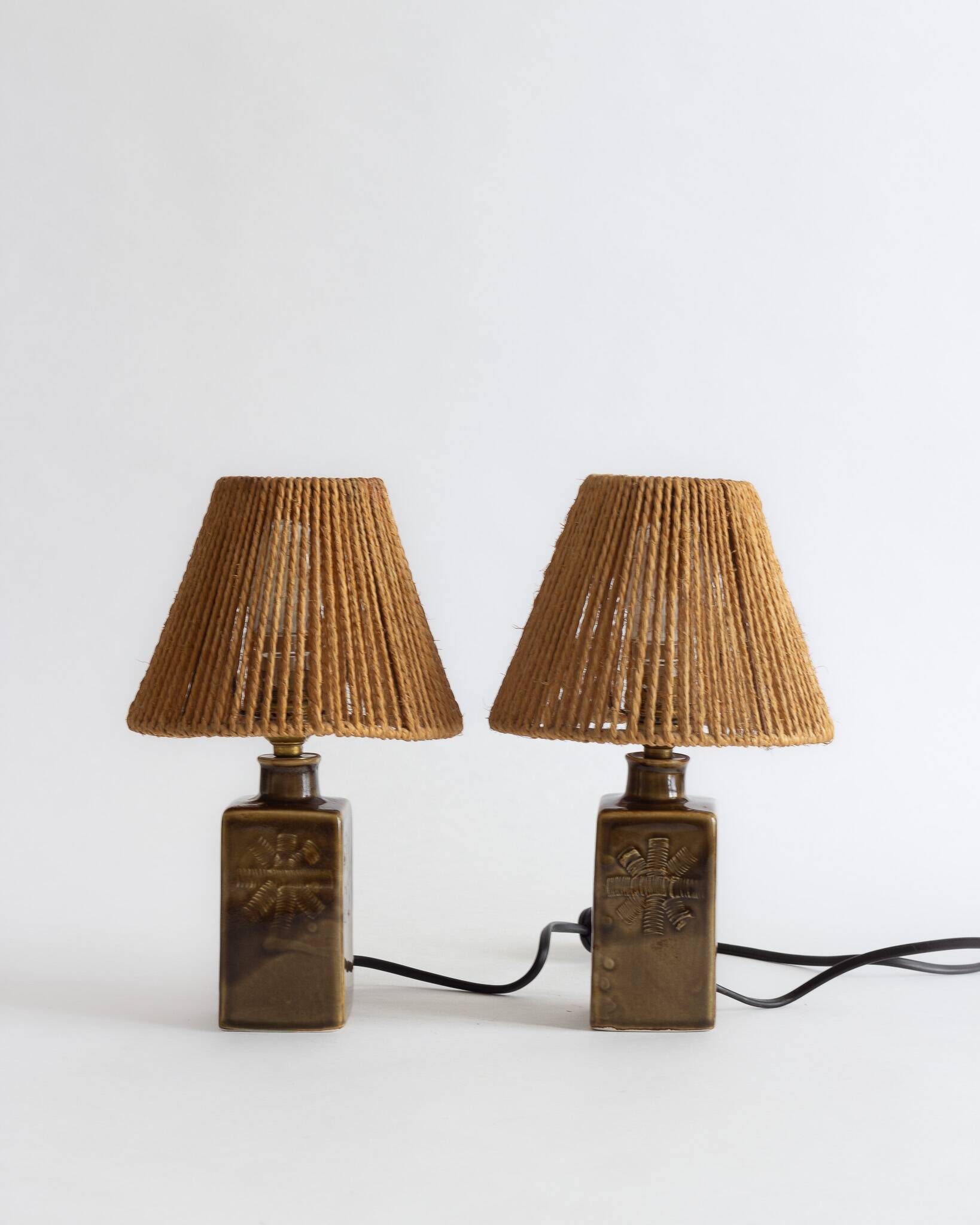 Two glazed ceramic lamps – Signature to be identified – 1960s