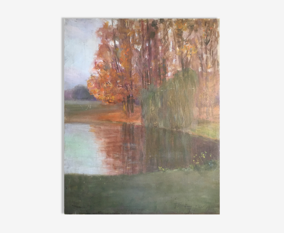 Tableau "Lac Baumesnil à Vincennes" par François Moreau - 1914