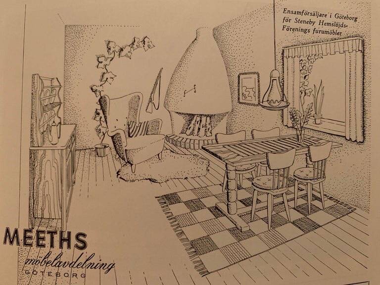 Set of 4 pine chairs by Torsten Claesson, Sweden circa 1950