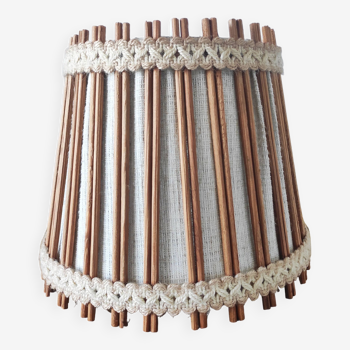 Vintage 70s pendant light in linen and rattan