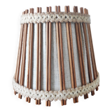 Suspension vintage 70 en lin et rotin