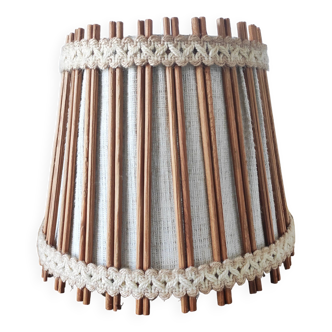 Vintage 70s pendant light in linen and rattan