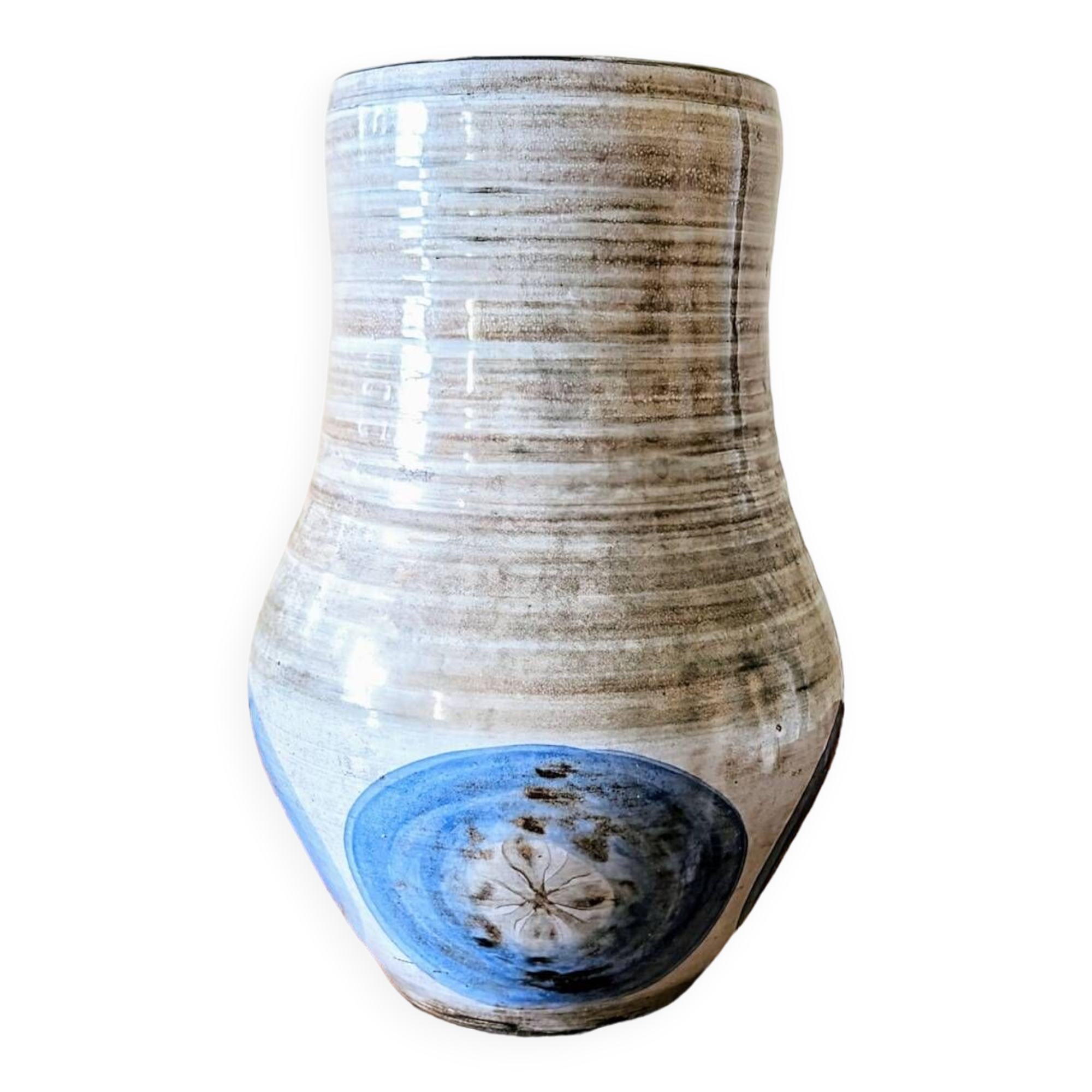 Vase Céramique Signé – Forme Boule – Multicolore – Décoratif – Occasion