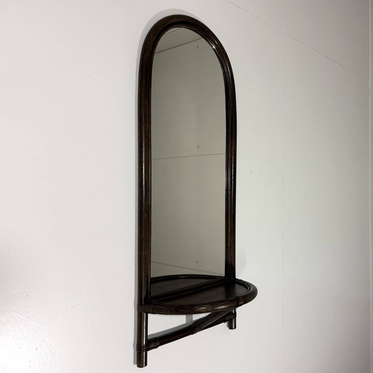 Rattan wall mirror with console table 1970’s