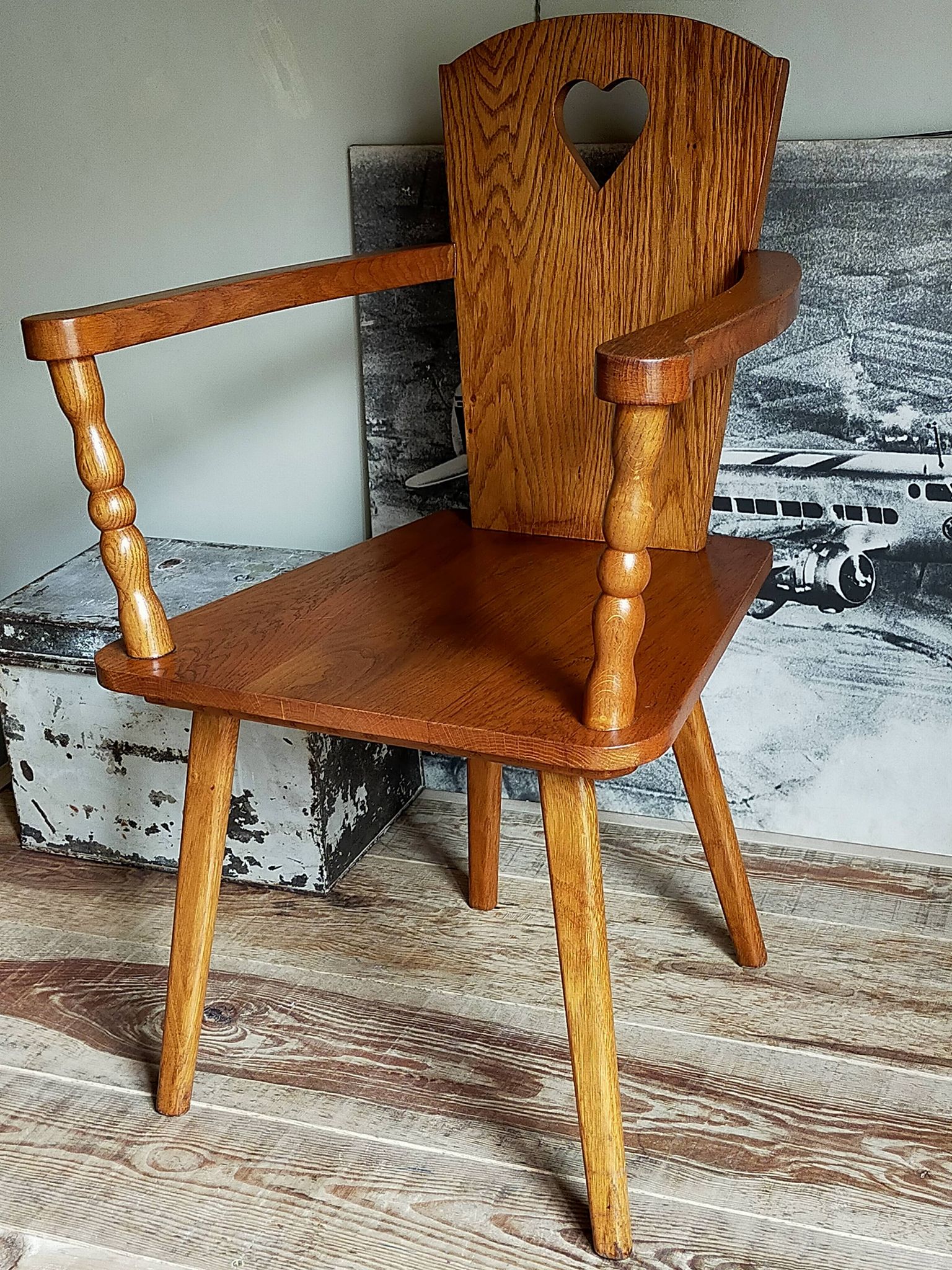Art-popular armchair 50s in solid wood