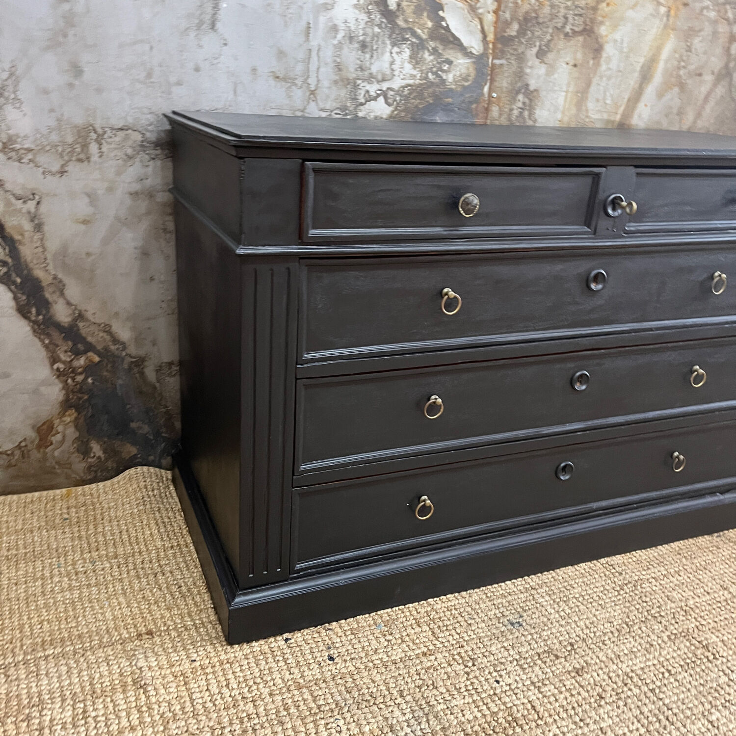 Black velvet empire chest of drawers