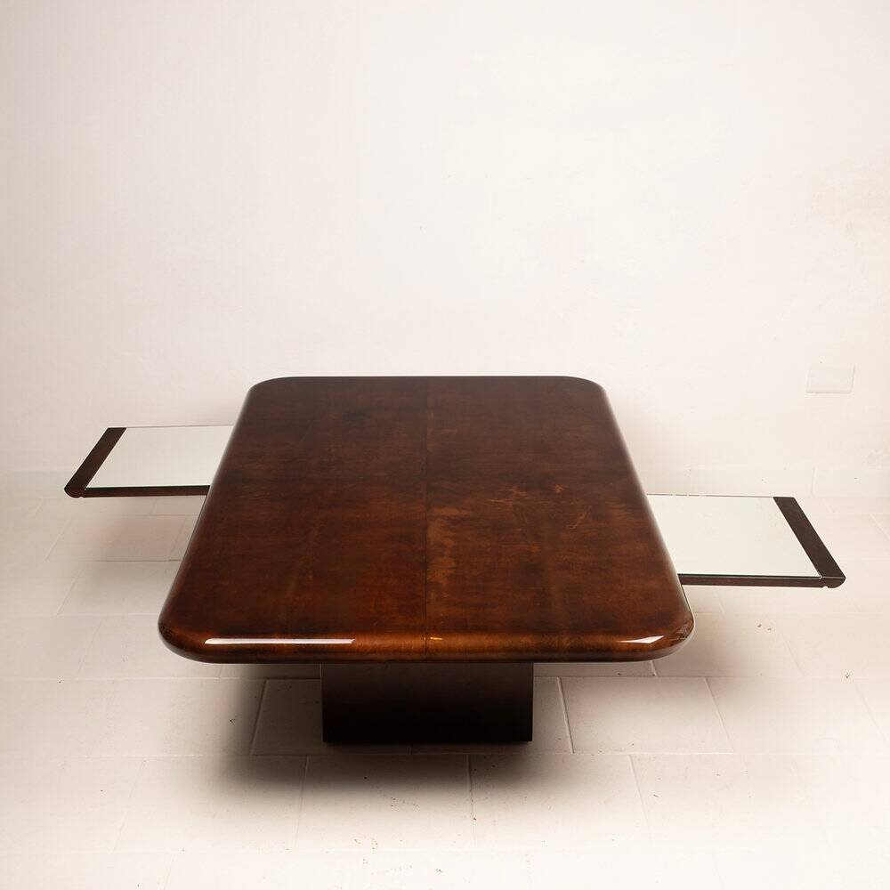 Coffee table model 2315 in parchment and mirrors by Giorgio Tura for Tura, 1980