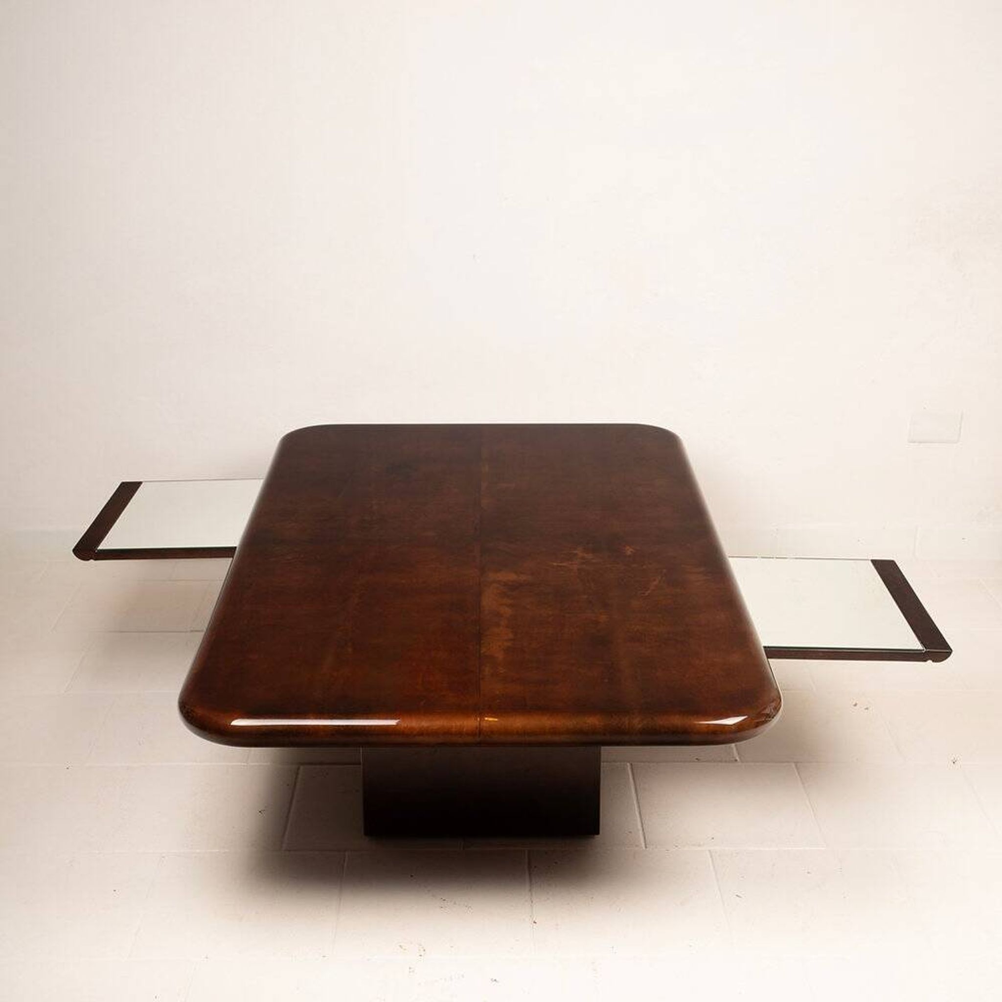 Coffee table model 2315 in parchment and mirrors by Giorgio Tura for Tura, 1980