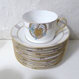 Limoges Ribes porcelain tea and coffee service, gold, silver, iridescent mother-of-pearl, Art Deco
