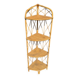 Rattan and bamboo corner shelf from the 60s