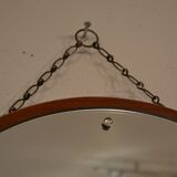 Scandinavian round mirror teak
