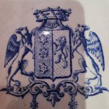 Rare gien earthenware plate couronne armoireries 19th century