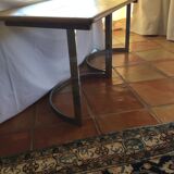 Chrome-plated console of the 70s, light oak top