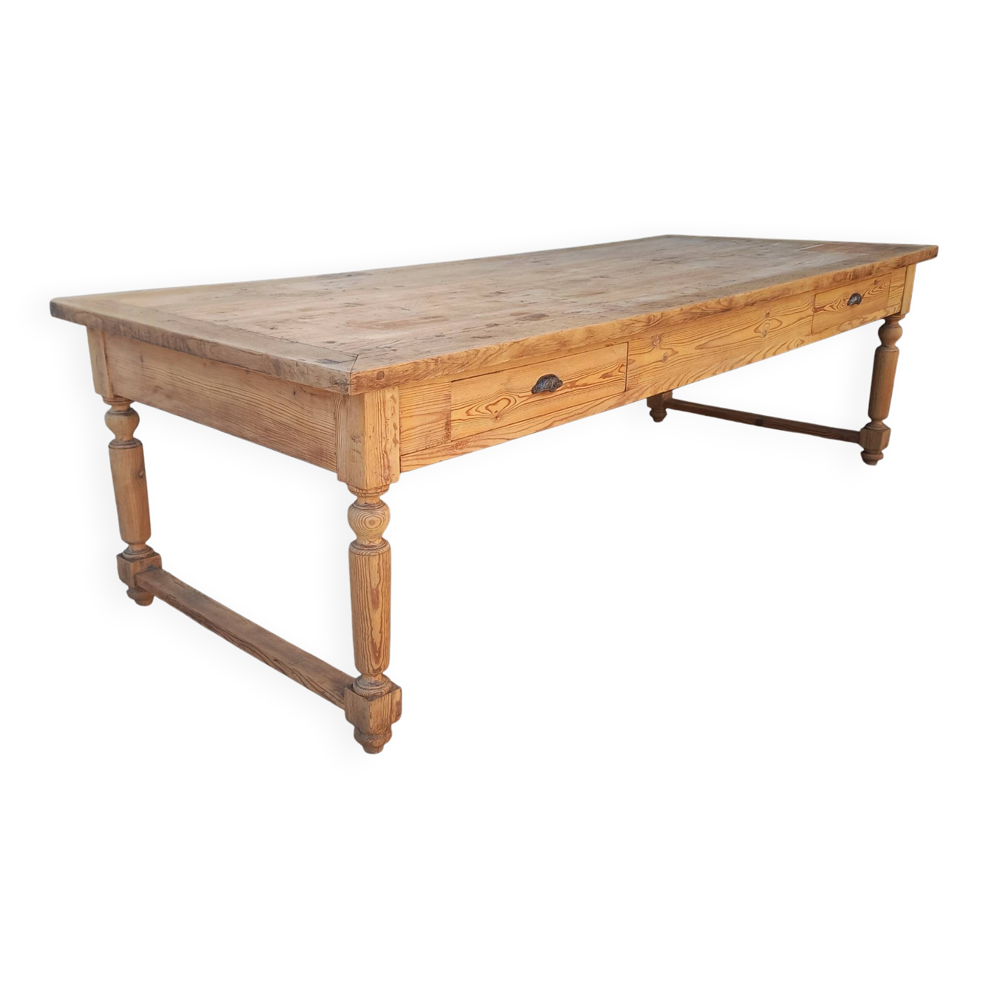 Grande table de communauté en chêne et sapin