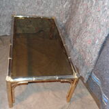 bamboo imitation coffee table and 60s glass tray